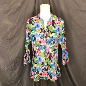 Fashion Bug Floral Multicolor Women's Top Size Large